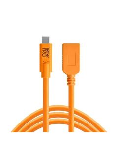 Tether Tools TetherPro 15' USB-C to USB-A Female Adapter, Fit FujiFilm/Sigma, High-visibility Orange