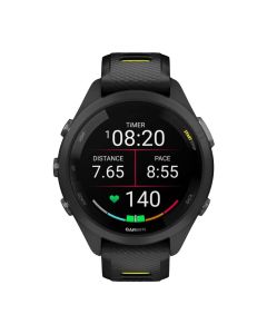 Garmin Forerunner® 265S Smaller-Sized Running Smartwatch, 1.1-Inch AMOLED Display, Black Bezel and Case with Black/Amp Yellow Silicone Band