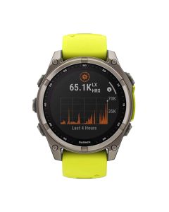 Garmin fenix® 8 – 47 mm Solar Multisport Smartwatch, Sapphire, Titanium with Amp Yellow/Graphite Silicone Band