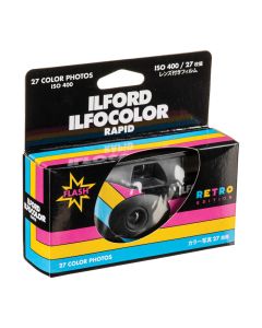 Ilford ILFOCOLOR Rapid Retro Single Use Camera, 35mm Film, ISO 400, Built-In Flash, 2005154