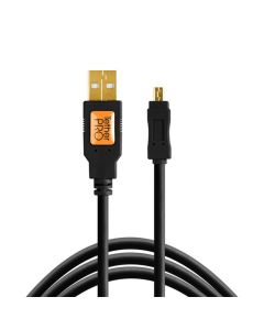 Tether Tools TetherPro 1' USB 2.0 to Mini-B 8-Pin Cable, 480 Mbps, Non-Reflective Black