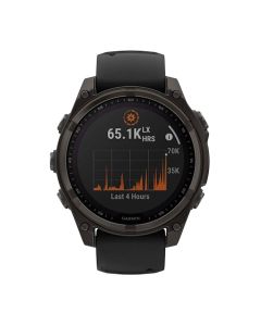 Garmin fenix® 8 – 47 mm Solar Multisport Smartwatch, Sapphire, Carbon Gray DLC Titanium with Black/Pebble Gray Silicone Band