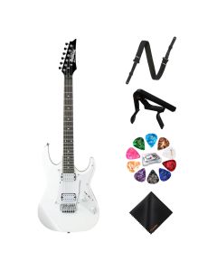 Ibanez GRX20WWH Electric Guitar (White) Kit – Strap, Capo, Picks Organizer & Cleaning Cloth Included
