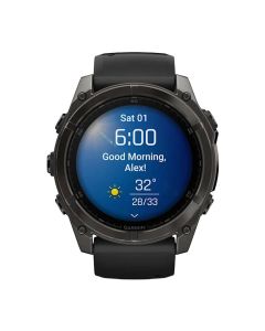 Garmin fenix® 8 – 51 mm AMOLED Multisport Smartwatch, Sapphire, Carbon Gray DLC Titanium with Black/Pebble Gray Silicone Band