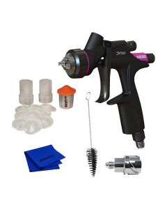 DeVilbiss DV1-S HVLP Plus Spray Gun Kit with DeKups Demo Kit, Adapter, Brush & Microfiber Cloth