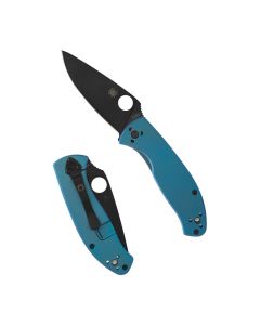 Spyderco Tenacious® R.I.L. Blue Titanium Pocket Folding Knife, PlainEdge™, Black Oxide Blade Coating