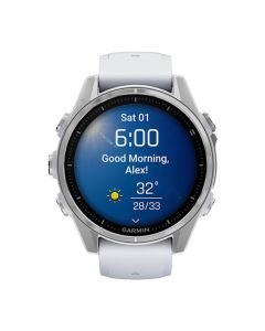 Garmin Fenix 8-43mm AMOLED Premium Multisport GPS Smartwatch, Silver with Whitestone Silicone Band