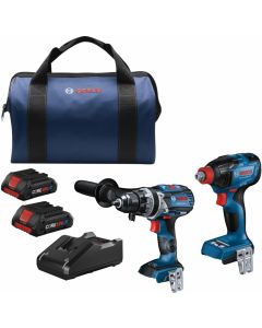 Bosch 18V 2- Tool Brushless Combo Kit w/ Socket Ready Impact Driver (GDX18V-1860C),   Brute Tough 1/2 In. Hammer Drill/Driver (GSB18V-975C) w/ (2) 4.0 Ah CORE Compact Batteries