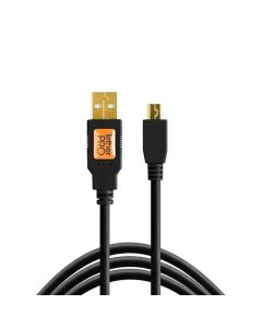 Tether Tools TetherPro 15' USB 2.0 to Mini-B 5-Pin Cable, Fully-Lined Shielded, Non-Reflective Black