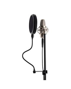 On-Stage Dual-Screen Pop Blocker with 6 Inch Micro-Weave Diffusers and Gooseneck Clamp, ASFSS6-GB
