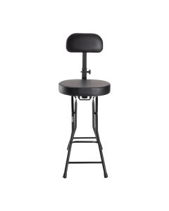 On-Stage Guitar Stool and Stand with Extra-Thick Padded Seat and Built-In Guitar Hanger, Black, DT8000