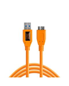Tether Tools TetherPro 15' USB 3.0 to Micro-B Cable, Fully Shielded, 5 Gbps, High-visibility Orange