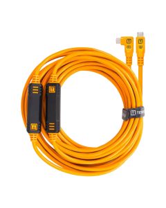 Tether Tools LeverLock & Optima 31 ft. USB-C Cable Kit, Right-Angle, 10Gb/s, Arca-Type plate, Orange