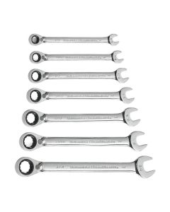 Gearwrench 7 Piece 72-Tooth 12 Point Reversible Ratcheting Combination SAE Wrench Set with Tool Roll