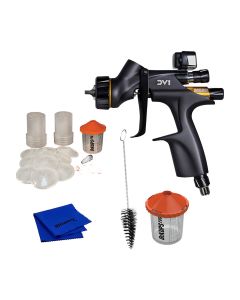 DeVilbiss DV1 Clearcoat Gauged Spray Gun Kit with Tips, DeKups Cups, Brush & Microfiber Cloth