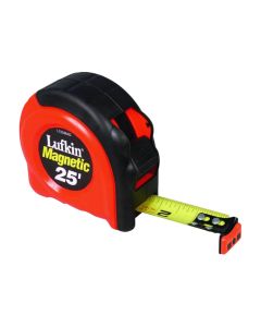 Lufkin 1-Inch x 25-ft. 700 Series Magnetic Yellow Clad Tape Measure, Magnetic End Hook, Dual Magnets