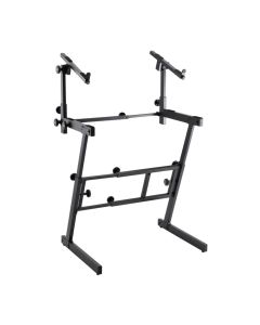 On-Stage Folding-Z Keyboard Stand with Adjustable Second Tier for Two Keyboards, Black, KS7365EJ
