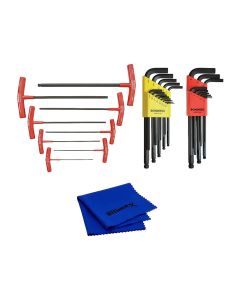 Bondhus Tool Bundle with 8pc 2-10mm T-Handles & 22pc Ball End L-Wrench Double Pack (IN/MM) + Cloth