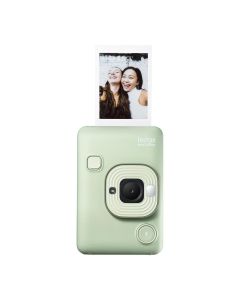 Fujifilm INSTAX MINI Liplay Hybrid Instant Camera, 28mm f/2 Lens, Bluetooth, QR Audio, Matcha Green