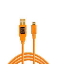 Tether Tools TetherPro 15' USB 2.0 to Micro-B 5-Pin Cable, Fully Shielded, High-Visibility Orange