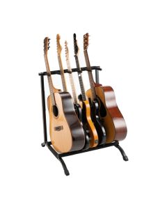 On-Stage Five-Space Foldable Multi-Guitar Rack, Holds 5 Guitars, EVA Padding, Black, Model GS7561