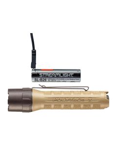 Streamlight PolyTac X USB Rechargeable Flashlight, 600 Lumens, Multi-Fuel, TEN-TAP, Coyote, 88612