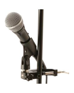 On-Stage Table or Stand Mic Clamp with Reversible Mounting Block, Adjustable Mic Clip, Black, TM01