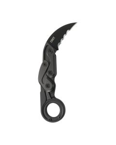 CRKT Provoke® 2.41 Inch Aluminum Folding Tactical Knife, Morphing Karambit, D2 Veff Serrated Blade, Black