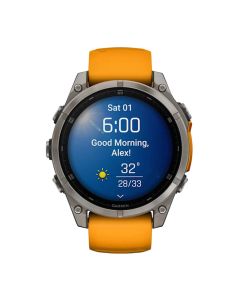 Garmin fenix® 8 – 47 mm AMOLED Multisport Smartwatch, Sapphire, Titanium with Spark Orange/Graphite Silicone Band