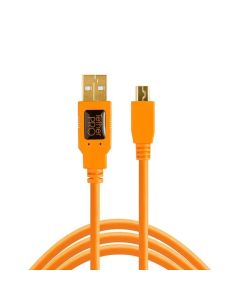 Tether Tools TetherPro 1' USB 2.0 to Mini-B 5-Pin Cable, Fully Shielded, High-Visibility Orange