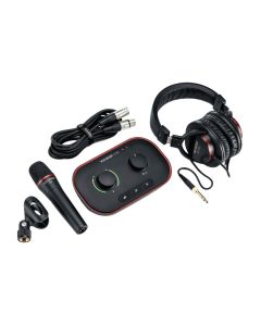 Focusrite Vocaster One Studio 1-Person Podcasting Kit, Single-Input Audio Interface with HP Out