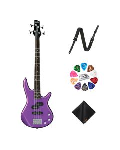 Ibanez GSRM20 miKro Short-Scale 4-String Right-Hand Bass with POWERPAD Strap, Waith Picks & Cloth, Metallic Purple