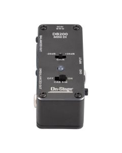 On-Stage Mini DI Box for Guitar/Bass/Keyboards, Includes Hook-and-Loop Mounting Strips, DB200