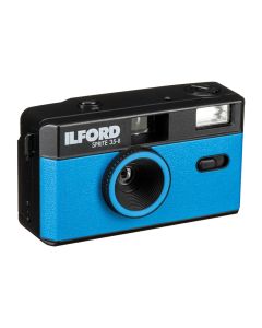 Ilford Sprite 35-II Reusable 35mm Film Camera with 31mm f/9 Lens and Built-In Flash, Blue and Black