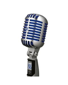 Shure Super 55 Supercardioid Dynamic Microphone, Chrome with Blue Foam