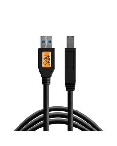 Tether Tools TetherPro 15' USB 3.0 to Male B Cable, 5 Gbps, Fully Shielded, Non-Reflective Black