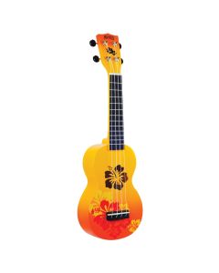 Mahalo Ukuleles Designer Series Hibiscus Flower Soprano Ukulele, Stylized Soundhole