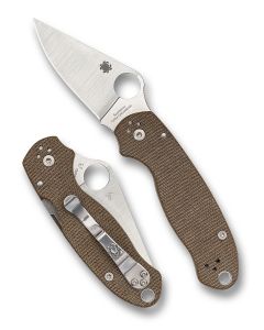 Spyderco Para® 3 Brown Canvas Micarta® CPM® Cru-Wear® Folding Knife, Compression Lock® Mechanism