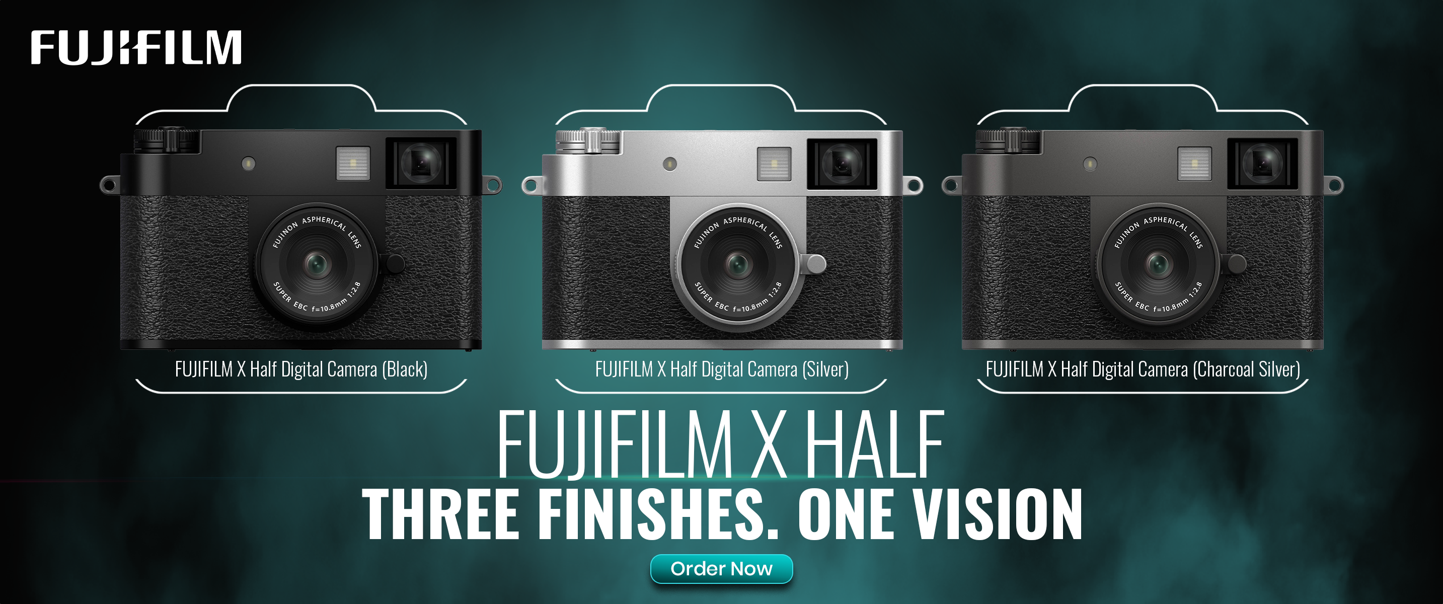Fujifilm X Half compact digital camera available in black, silver, and charcoal silver for everyday photography